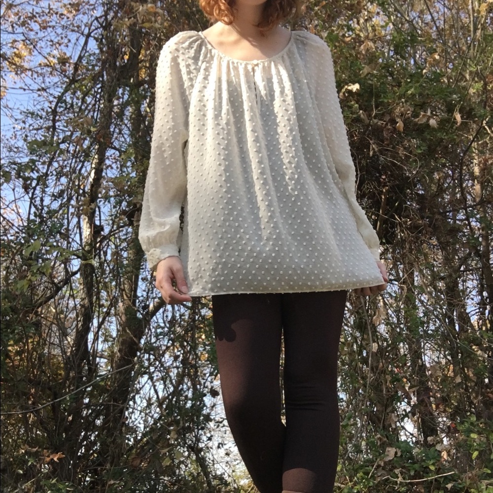 ☀️ J Crew White Peasant Top
